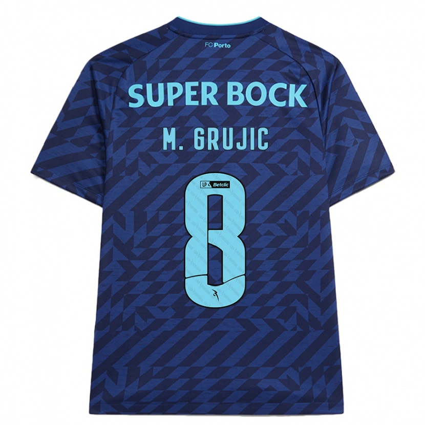 Danxen Mujer Camiseta Marko Grujic #8 Azul Marino Equipación Tercera 2024/25 La Camisa