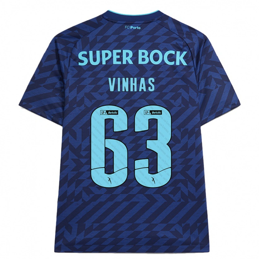 Danxen Mujer Camiseta David Vinhas #63 Azul Marino Equipación Tercera 2024/25 La Camisa