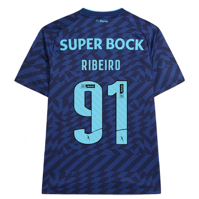 Danxen Mujer Camiseta Gonçalo Ribeiro #91 Azul Marino Equipación Tercera 2024/25 La Camisa