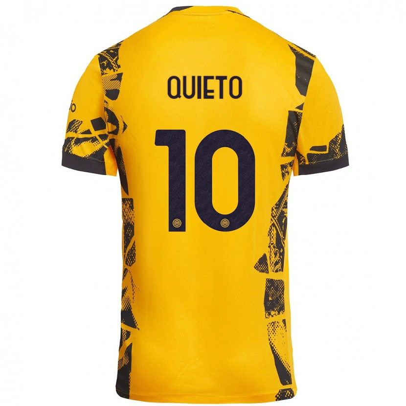 Danxen Mujer Camiseta Daniele Quieto #10 Dorado Negro Equipación Tercera 2024/25 La Camisa