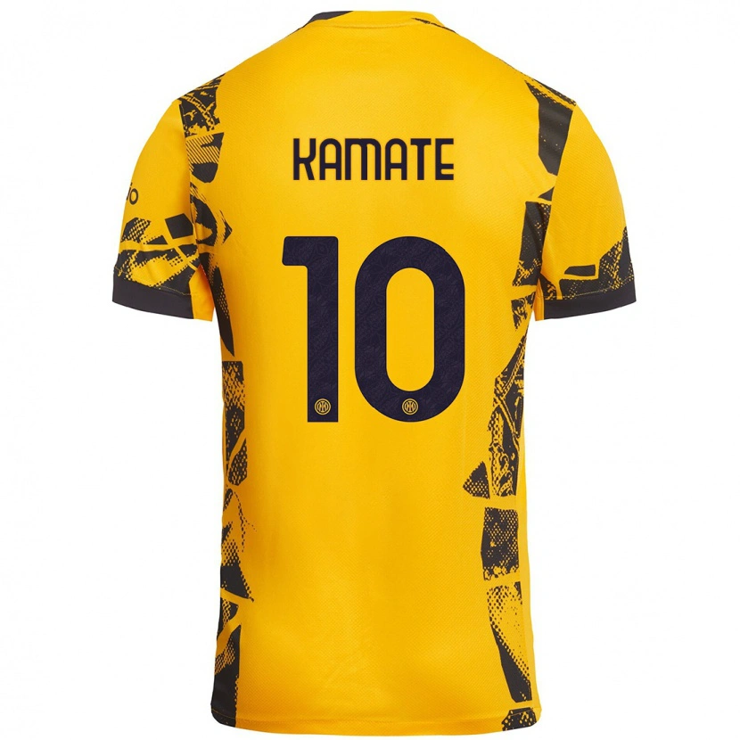 Danxen Mujer Camiseta Issiaka Kamate #10 Dorado Negro Equipación Tercera 2024/25 La Camisa