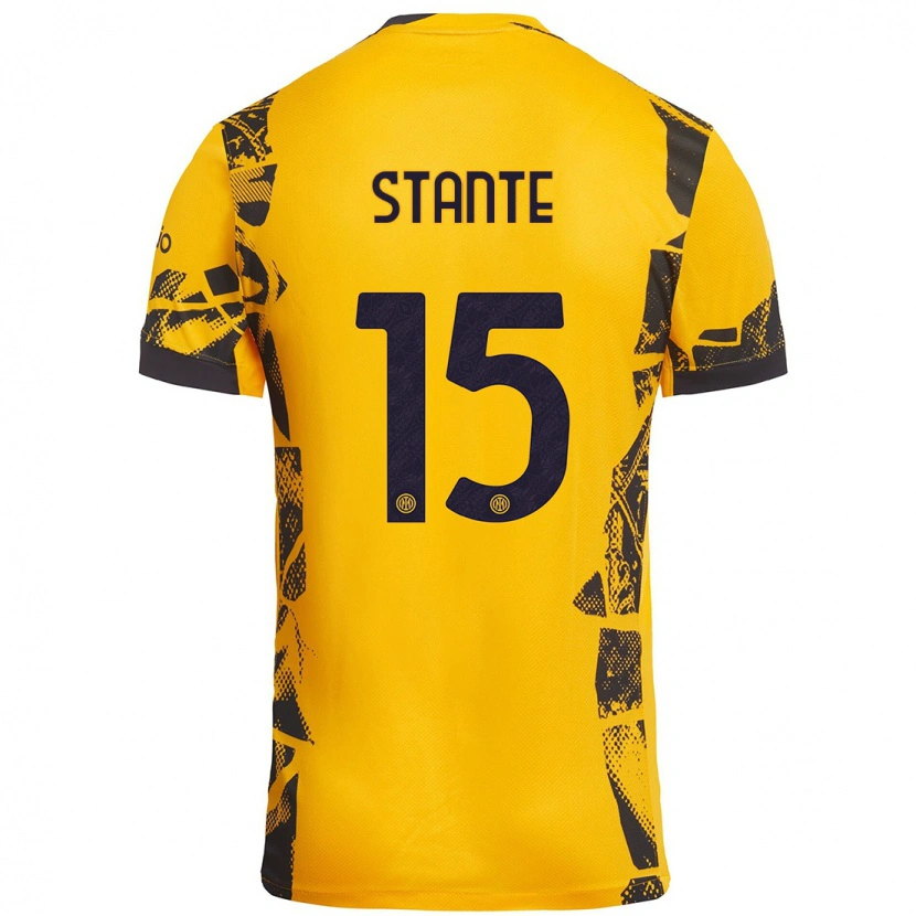 Danxen Mujer Camiseta Francesco Stante #15 Dorado Negro Equipación Tercera 2024/25 La Camisa