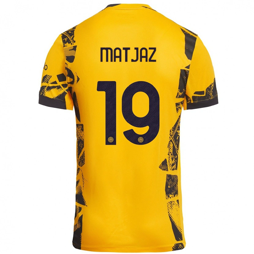 Danxen Mujer Camiseta Samo Matjaz #19 Dorado Negro Equipación Tercera 2024/25 La Camisa