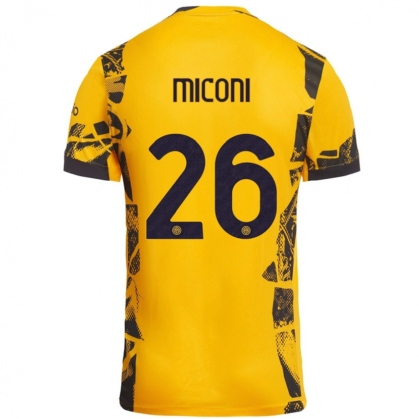 Danxen Mujer Camiseta Riccardo Miconi #26 Dorado Negro Equipación Tercera 2024/25 La Camisa