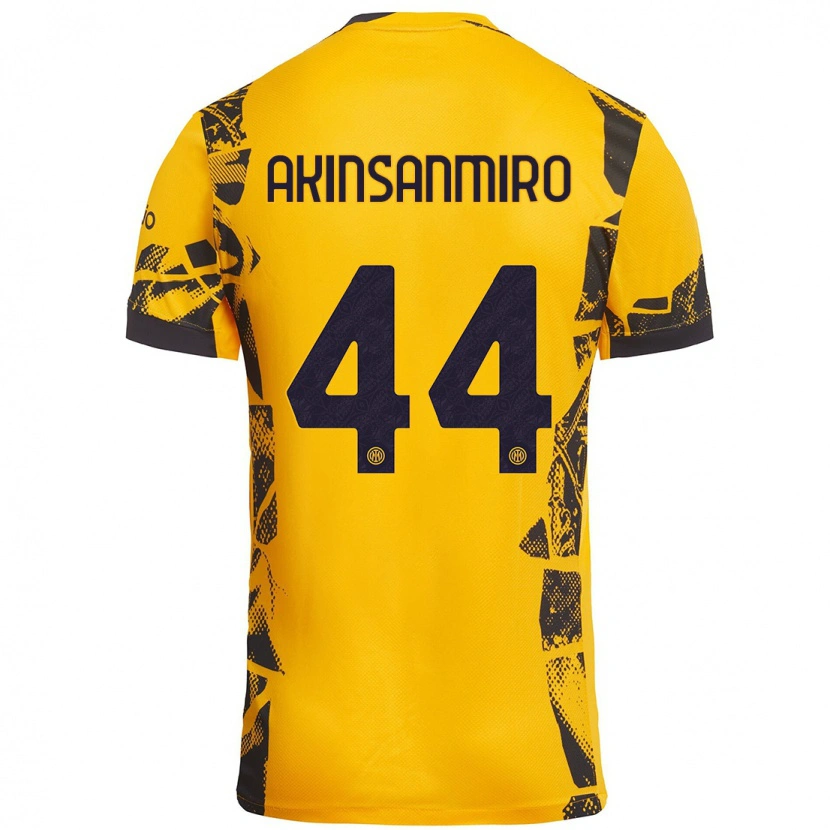 Danxen Mujer Camiseta Ebenezer Akinsanmiro #44 Dorado Negro Equipación Tercera 2024/25 La Camisa