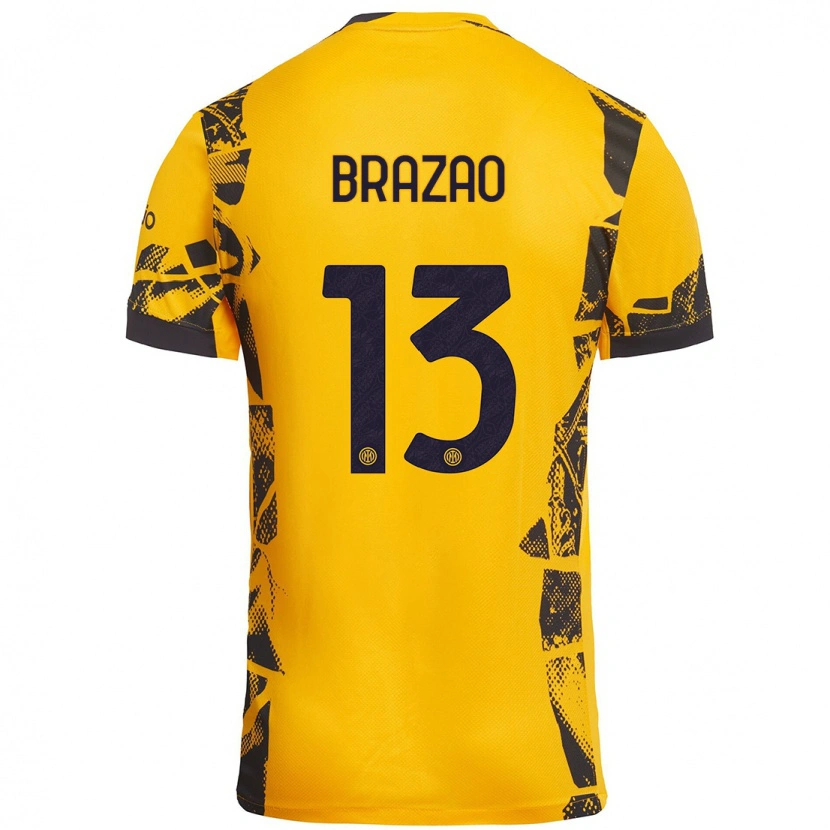 Danxen Mujer Camiseta Gabriel Brazao #13 Dorado Negro Equipación Tercera 2024/25 La Camisa