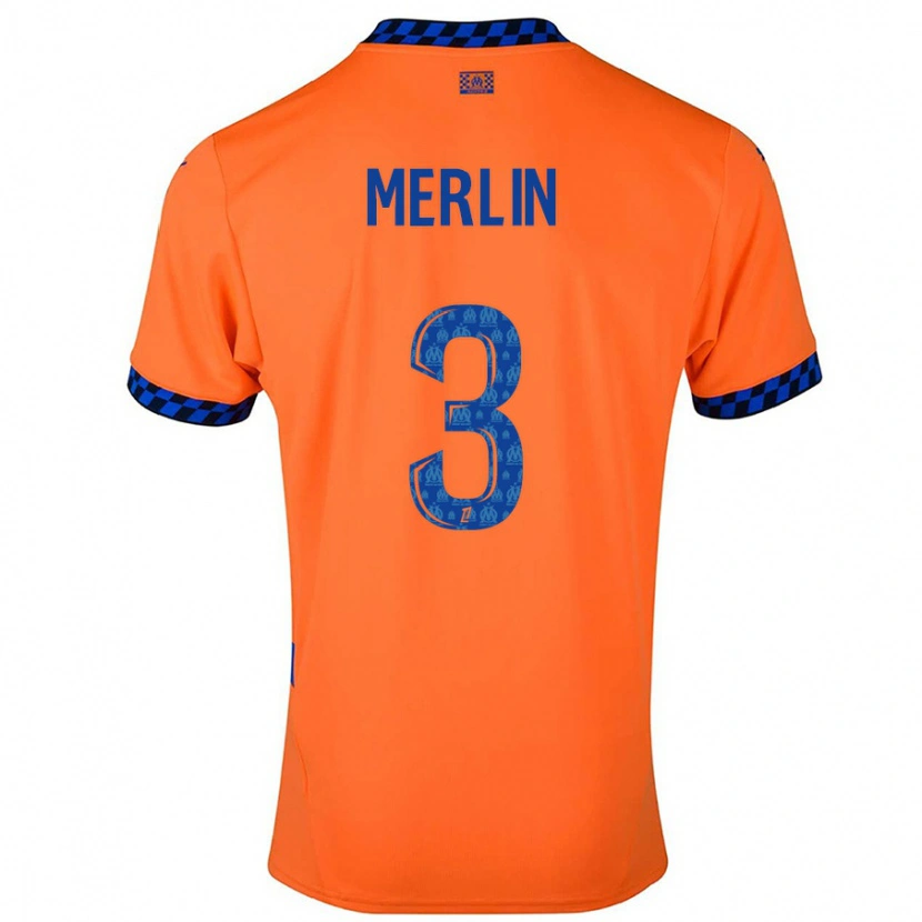 Danxen Mujer Camiseta Quentin Merlin #3 Naranja Azul Oscuro Equipación Tercera 2024/25 La Camisa