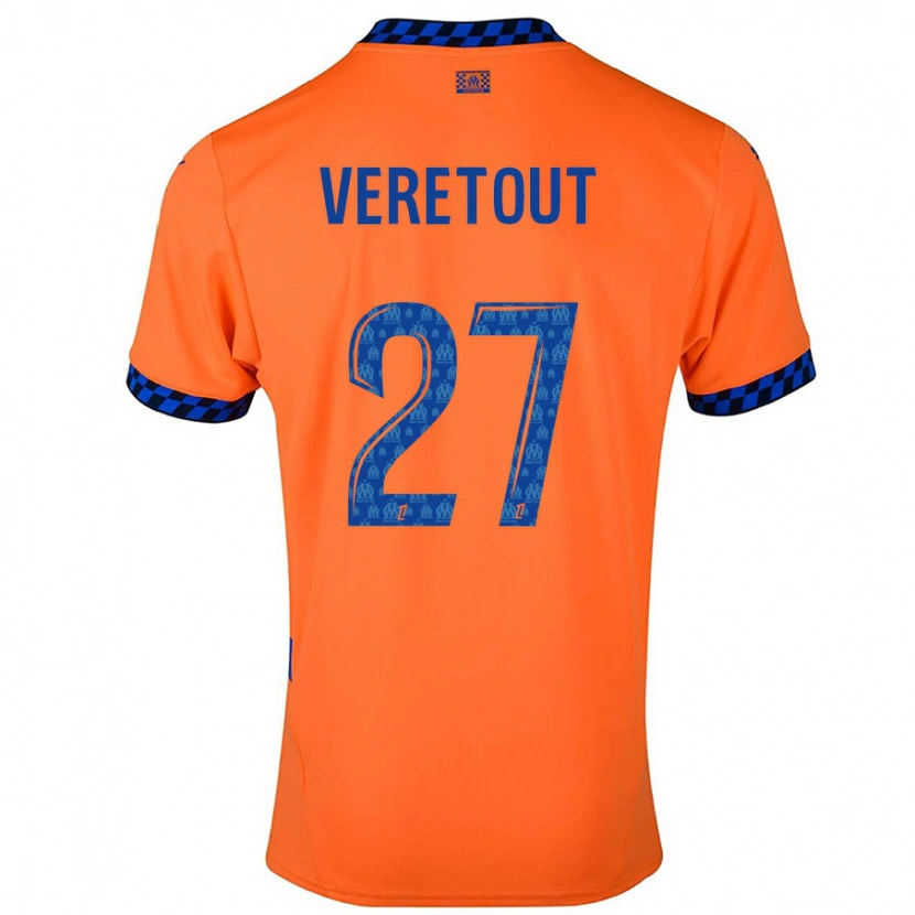 Danxen Mujer Camiseta Jordan Veretout #27 Naranja Azul Oscuro Equipación Tercera 2024/25 La Camisa