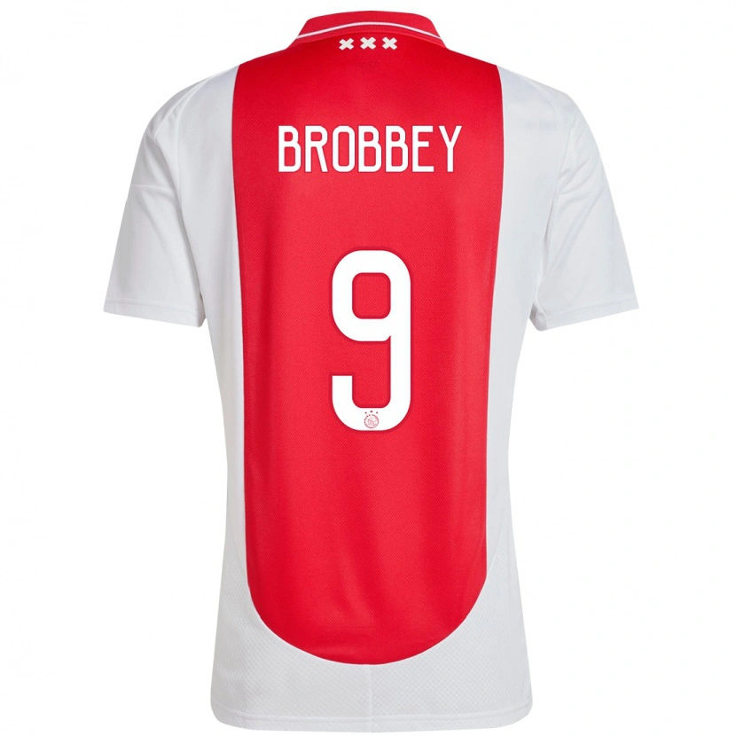 Danxen Niño Camiseta Brian Brobbey #9 Rojo Blanco 1ª Equipación 2024/25 La Camisa