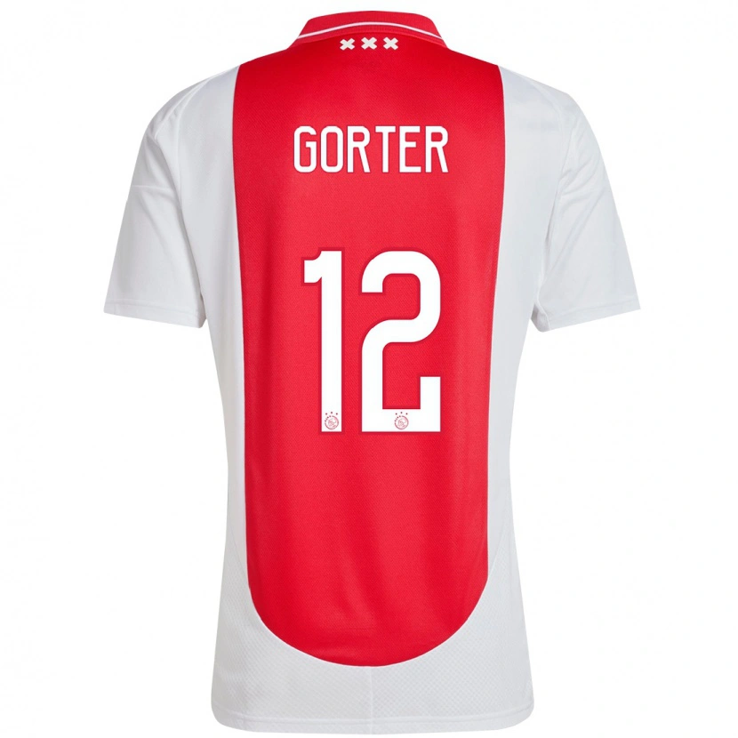 Danxen Niño Camiseta Jay Gorter #12 Rojo Blanco 1ª Equipación 2024/25 La Camisa