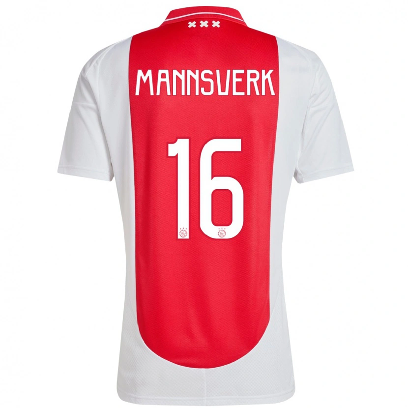 Danxen Niño Camiseta Sivert Mannsverk #16 Rojo Blanco 1ª Equipación 2024/25 La Camisa