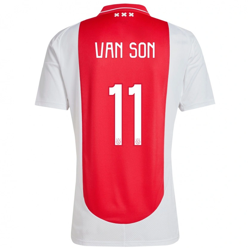 Danxen Niño Camiseta Daniël Van Son #11 Rojo Blanco 1ª Equipación 2024/25 La Camisa