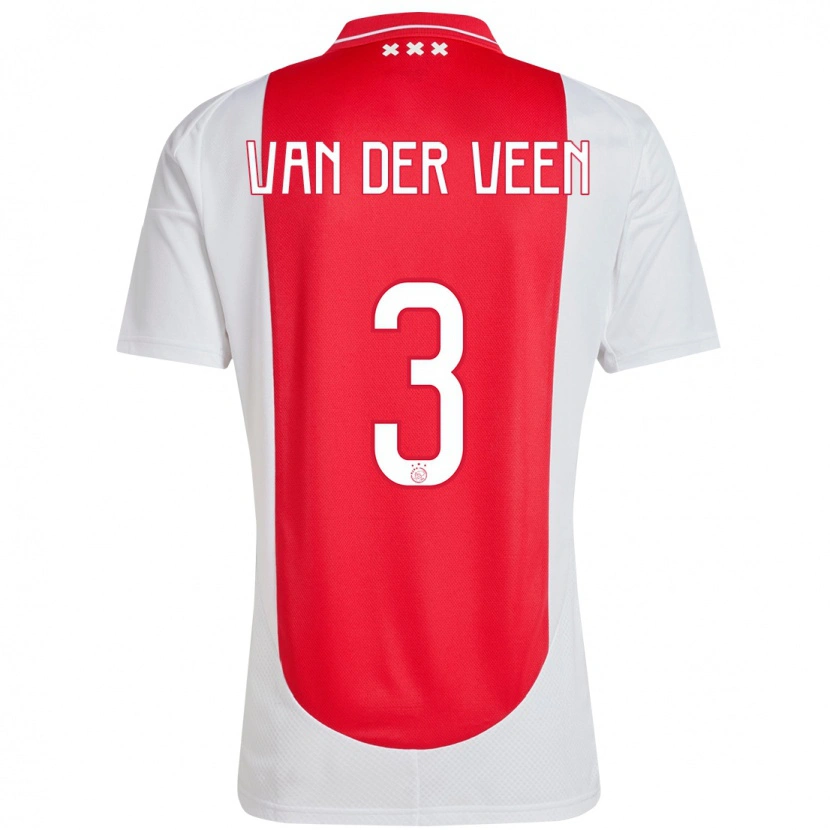 Danxen Niño Camiseta Roos Van Der Veen #3 Rojo Blanco 1ª Equipación 2024/25 La Camisa