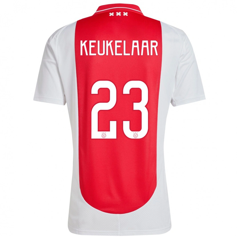 Danxen Niño Camiseta Lotte Keukelaar #23 Rojo Blanco 1ª Equipación 2024/25 La Camisa