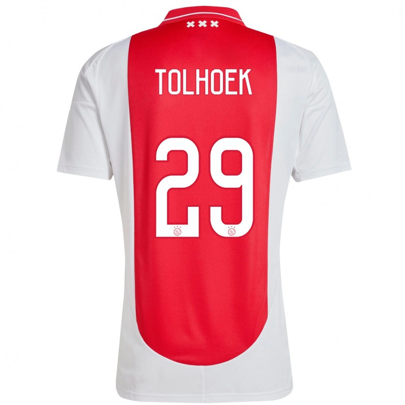 Danxen Niño Camiseta Danique Tolhoek #29 Rojo Blanco 1ª Equipación 2024/25 La Camisa