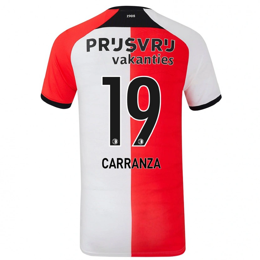 Danxen Niño Camiseta Julián Carranza #19 Rojo Blanco 1ª Equipación 2024/25 La Camisa