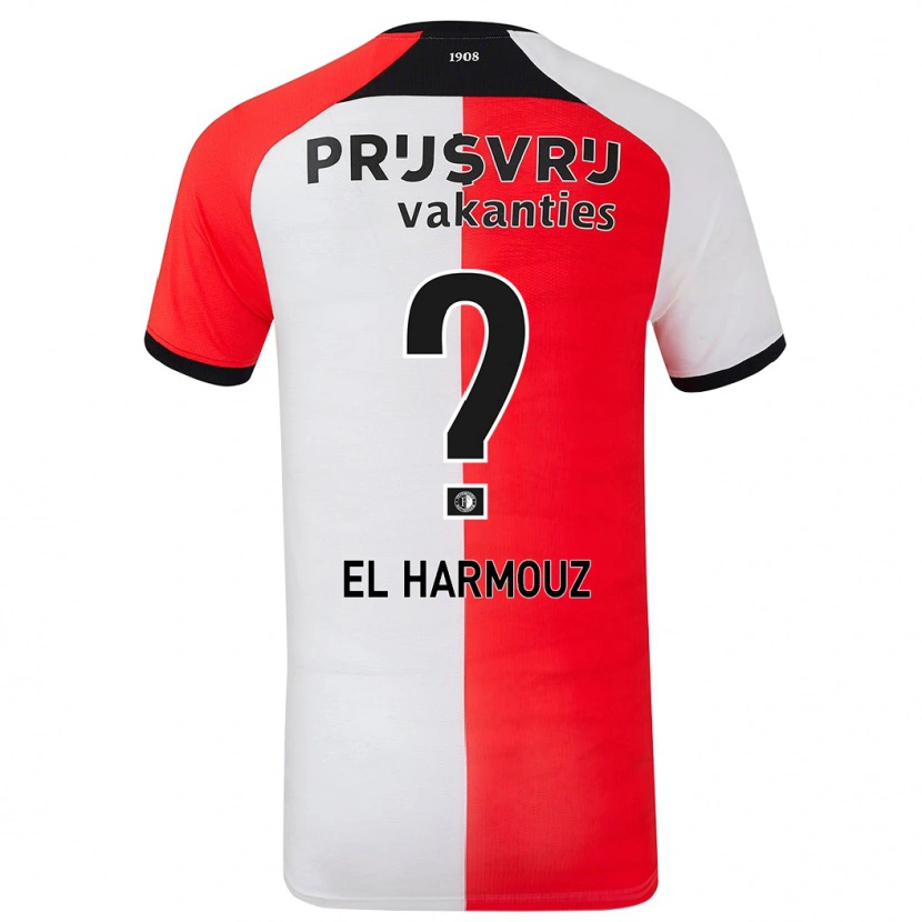 Danxen Niño Camiseta Nassim El Harmouz #0 Rojo Blanco 1ª Equipación 2024/25 La Camisa