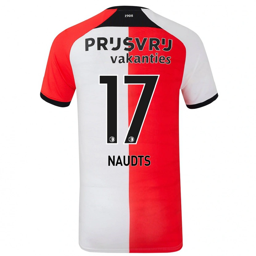 Danxen Niño Camiseta Jamir Naudts #17 Rojo Blanco 1ª Equipación 2024/25 La Camisa