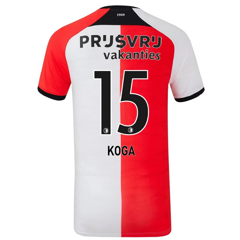 Danxen Niño Camiseta Tōko Koga #15 Rojo Blanco 1ª Equipación 2024/25 La Camisa