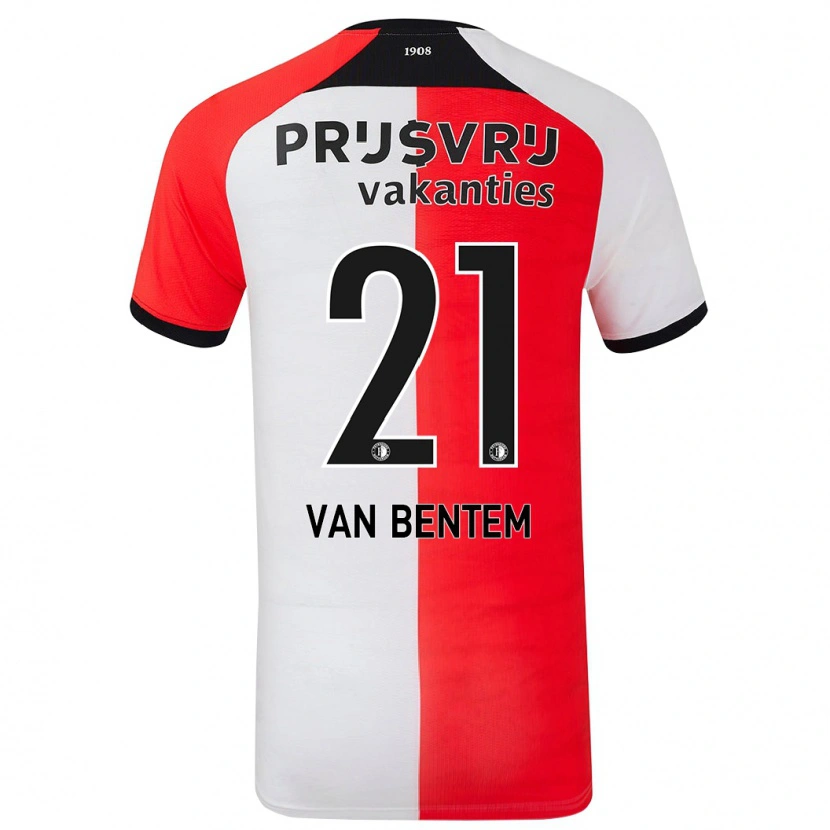 Danxen Niño Camiseta Tess Van Bentem #21 Rojo Blanco 1ª Equipación 2024/25 La Camisa