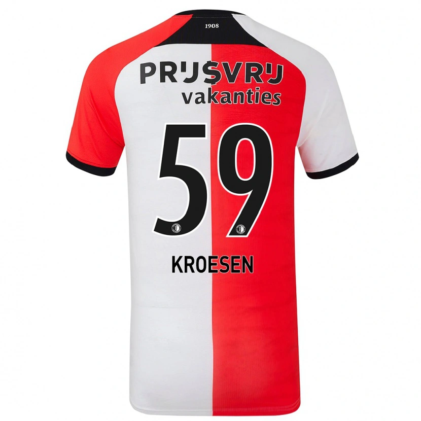 Danxen Niño Camiseta Jaimy Kroesen #59 Rojo Blanco 1ª Equipación 2024/25 La Camisa