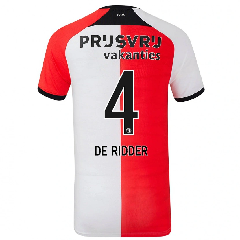 Danxen Niño Camiseta Robine De Ridder #4 Rojo Blanco 1ª Equipación 2024/25 La Camisa