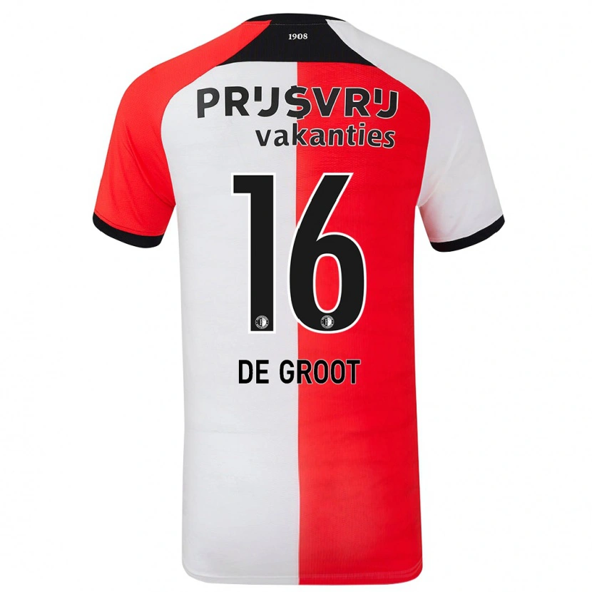 Danxen Niño Camiseta Jasmijn De Groot #16 Rojo Blanco 1ª Equipación 2024/25 La Camisa