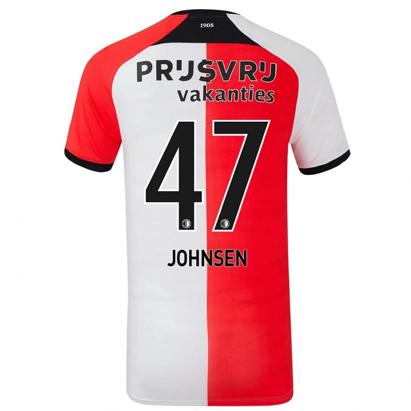 Danxen Niño Camiseta Mikael Torset Johnsen #47 Rojo Blanco 1ª Equipación 2024/25 La Camisa