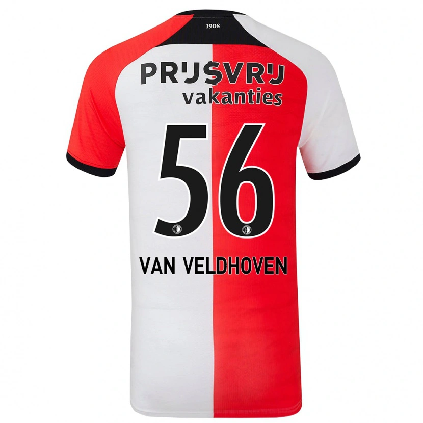 Danxen Niño Camiseta Kars Van Veldhoven #56 Rojo Blanco 1ª Equipación 2024/25 La Camisa