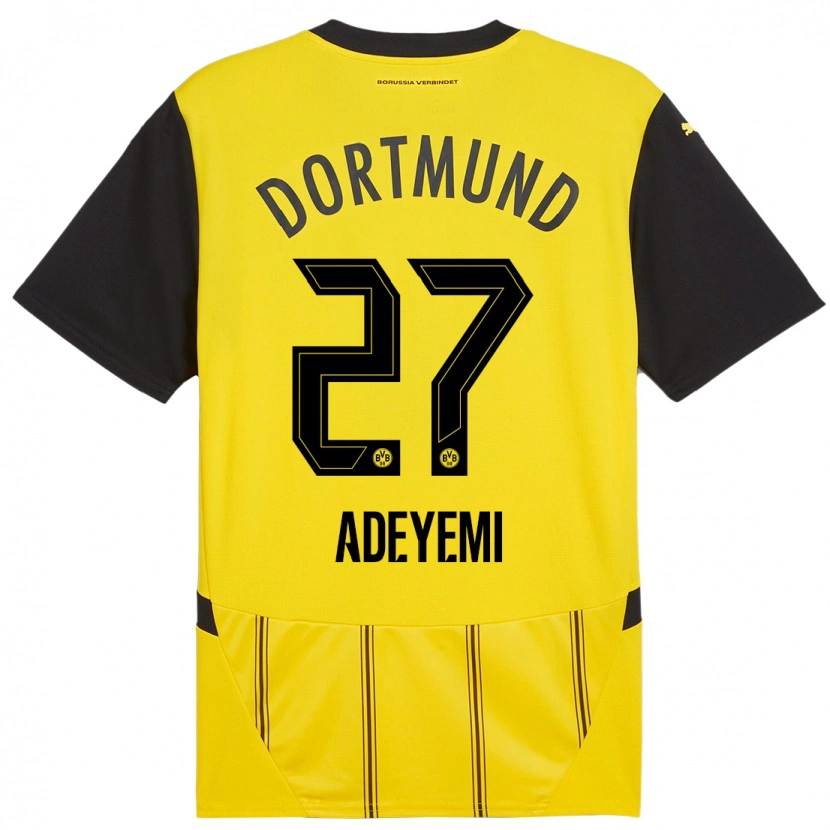 Danxen Niño Camiseta Karim Adeyemi #27 Amarillo Negro 1ª Equipación 2024/25 La Camisa