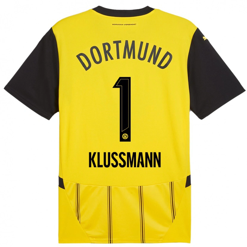 Danxen Niño Camiseta Leon Klußmann #1 Amarillo Negro 1ª Equipación 2024/25 La Camisa