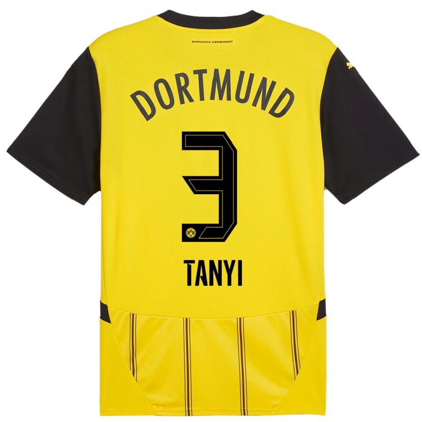 Danxen Niño Camiseta Paul Tanyi #3 Amarillo Negro 1ª Equipación 2024/25 La Camisa