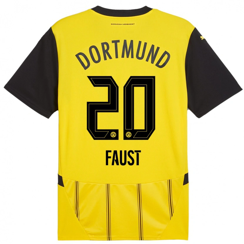 Danxen Niño Camiseta Tom Faust #20 Amarillo Negro 1ª Equipación 2024/25 La Camisa