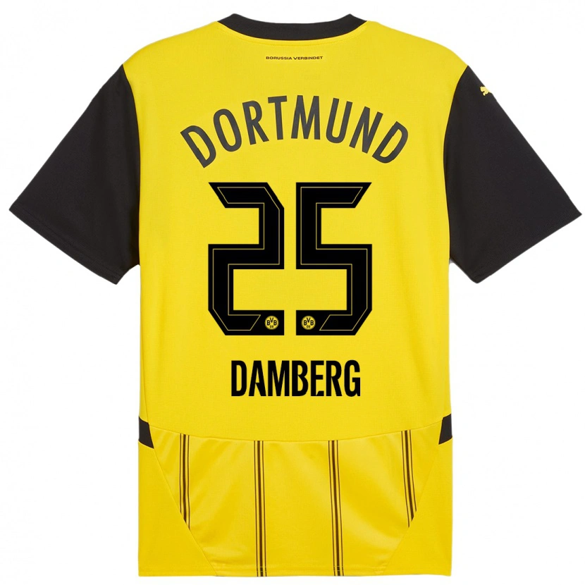 Danxen Niño Camiseta Niclas Damberg #25 Amarillo Negro 1ª Equipación 2024/25 La Camisa