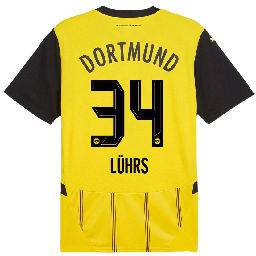 Danxen Niño Camiseta Yannik Lührs #34 Amarillo Negro 1ª Equipación 2024/25 La Camisa