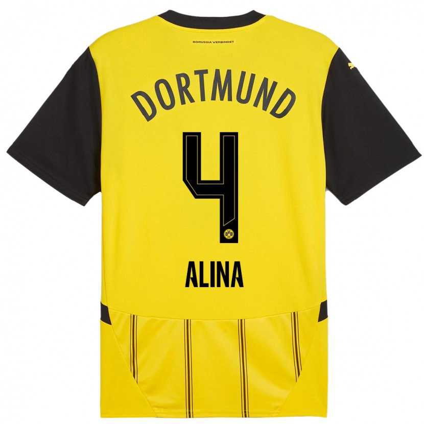 Danxen Niño Camiseta Grijseels Alina #4 Amarillo Negro 1ª Equipación 2024/25 La Camisa