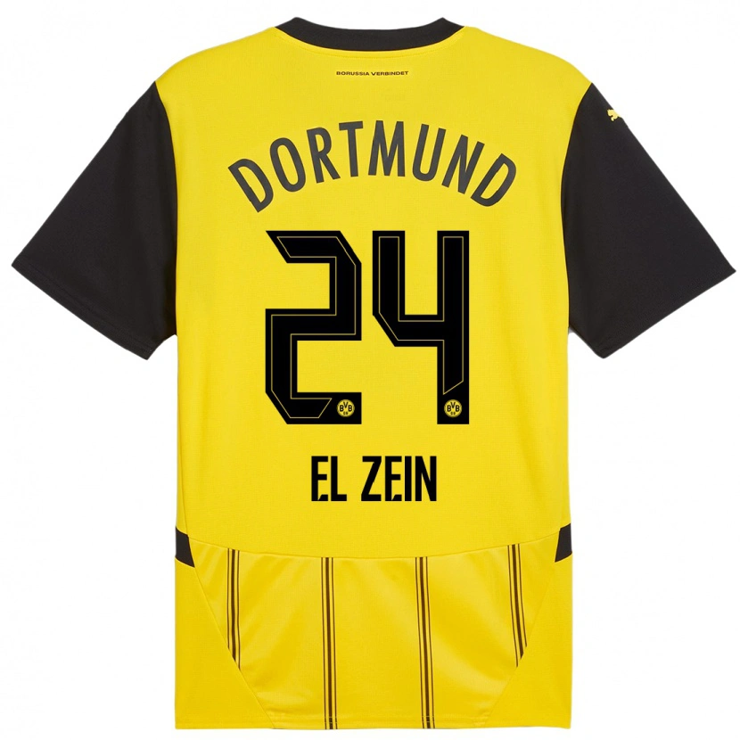 Danxen Niño Camiseta Abu-Bekir Omer El-Zein #24 Amarillo Negro 1ª Equipación 2024/25 La Camisa