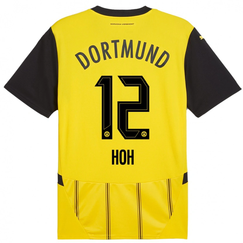 Danxen Niño Camiseta Hendrik Hoh #12 Amarillo Negro 1ª Equipación 2024/25 La Camisa