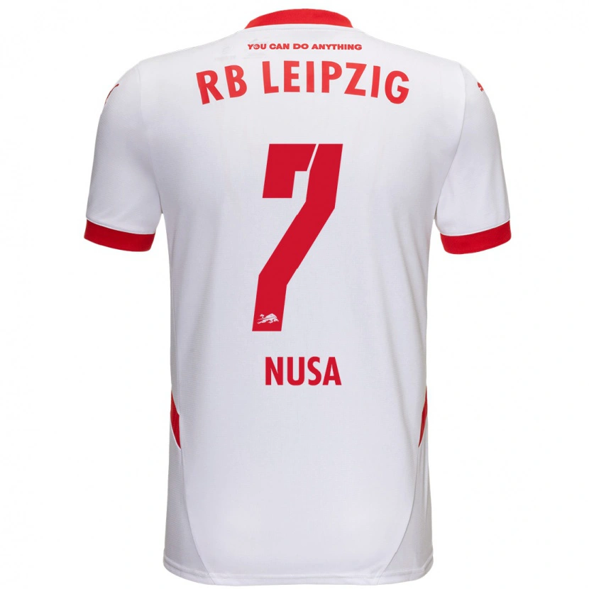 Danxen Niño Camiseta Antonio Nusa #7 Blanco Rojo 1ª Equipación 2024/25 La Camisa