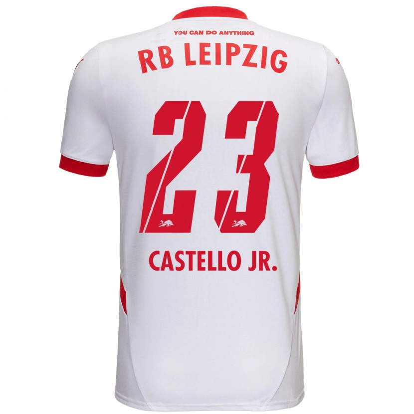 Danxen Niño Camiseta Castello Lukeba #23 Blanco Rojo 1ª Equipación 2024/25 La Camisa