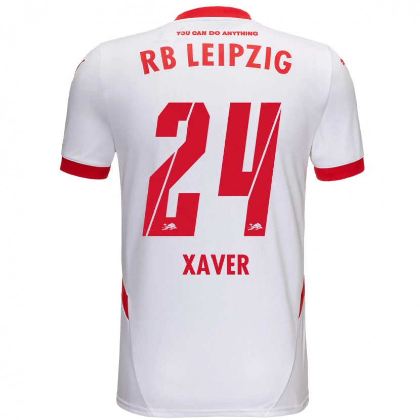 Danxen Niño Camiseta Xaver Schlager #24 Blanco Rojo 1ª Equipación 2024/25 La Camisa