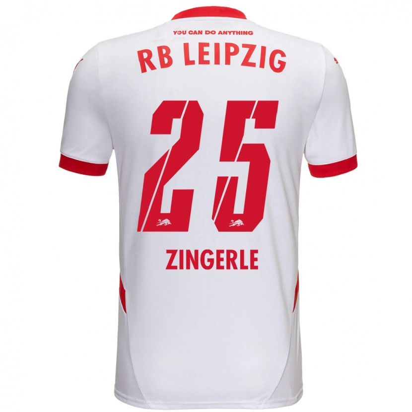 Danxen Niño Camiseta Leopold Zingerle #25 Blanco Rojo 1ª Equipación 2024/25 La Camisa