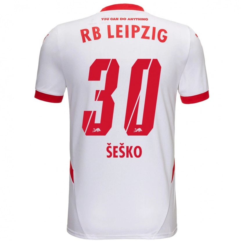 Danxen Niño Camiseta Benjamin Sesko #30 Blanco Rojo 1ª Equipación 2024/25 La Camisa