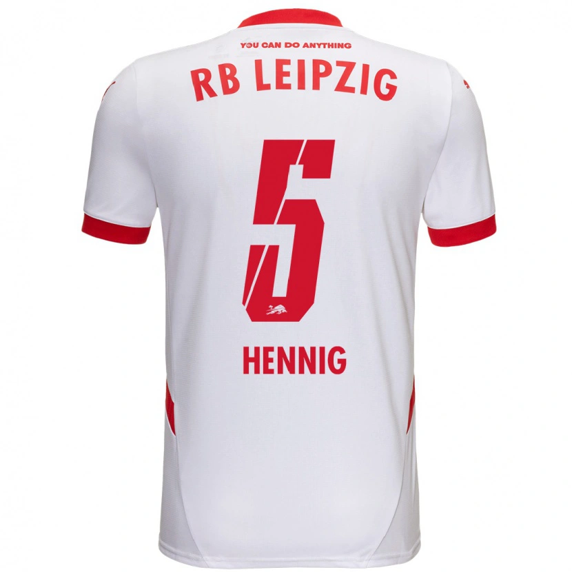 Danxen Niño Camiseta Lenny Hennig #5 Blanco Rojo 1ª Equipación 2024/25 La Camisa