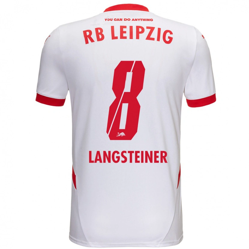 Danxen Niño Camiseta Toni Langsteiner #8 Blanco Rojo 1ª Equipación 2024/25 La Camisa