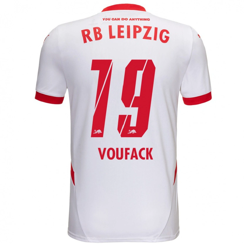 Danxen Niño Camiseta Lionel Voufack #19 Blanco Rojo 1ª Equipación 2024/25 La Camisa