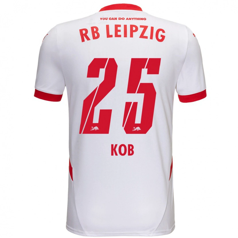 Danxen Niño Camiseta Leon Koß #25 Blanco Rojo 1ª Equipación 2024/25 La Camisa