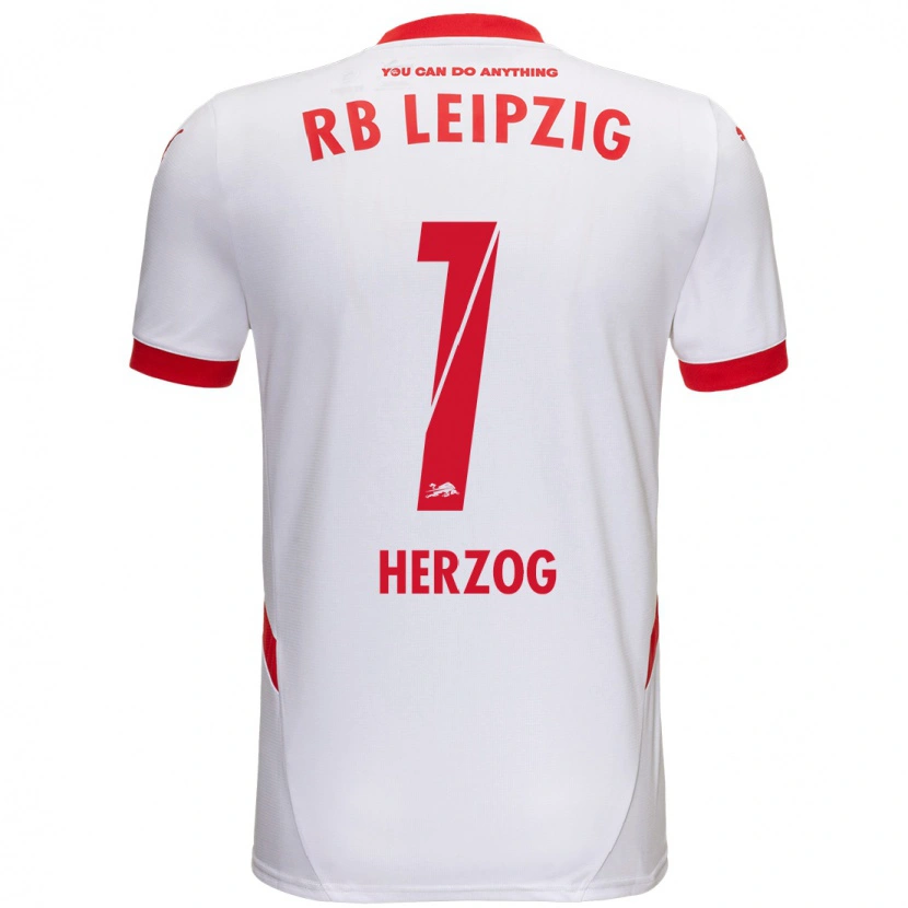 Danxen Niño Camiseta Elvira Herzog #1 Blanco Rojo 1ª Equipación 2024/25 La Camisa