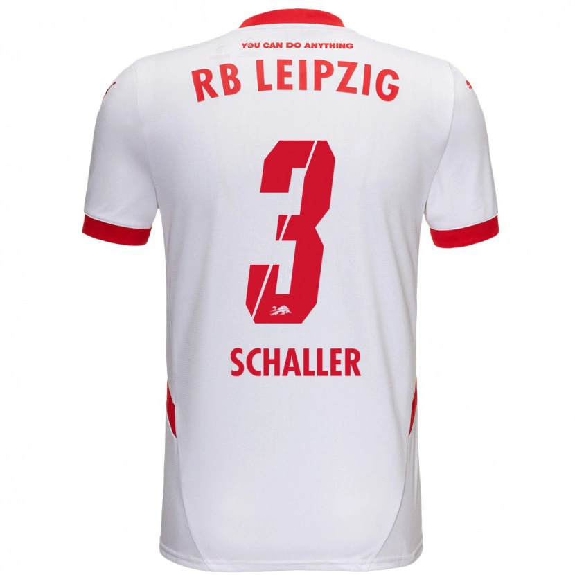 Danxen Niño Camiseta Josefine Schaller #3 Blanco Rojo 1ª Equipación 2024/25 La Camisa