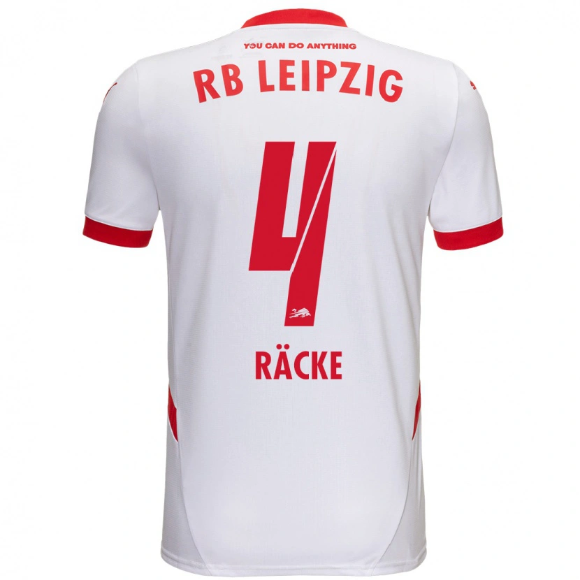 Danxen Niño Camiseta Nina Räcke #4 Blanco Rojo 1ª Equipación 2024/25 La Camisa